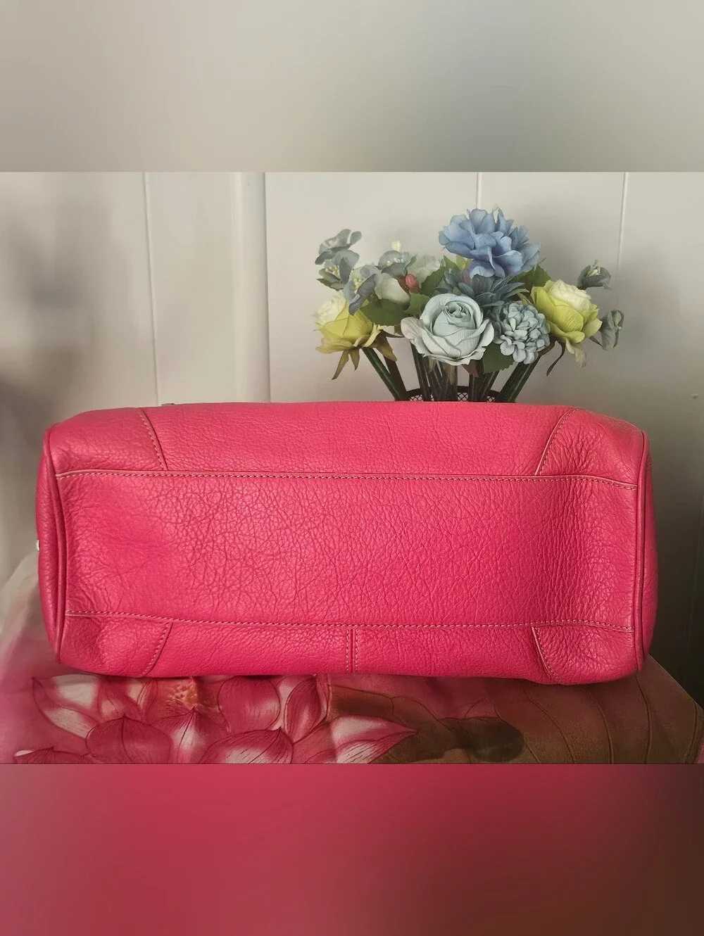 Etienne Aigner Fuchsia Pink Pebble Leather Satchel Handbag